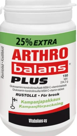 Arthrobalans® Plus 150 tabl., glukosamiini-kondroitiinisulfaatti-MSM-C-vitamiinitabletti, Vitabalans