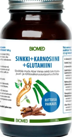 Biomed Sinkki + Karnosiini + Glutamiini -juomajauhe 120g