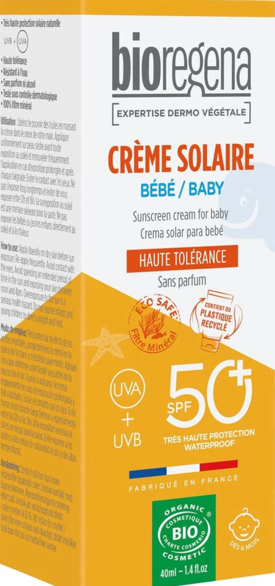 Bioregena sunscreen cream baby spf50+ aurinkovoide vauvoille 40ml
