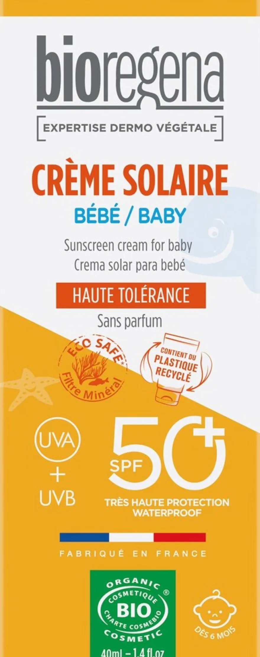 Bioregena sunscreen cream baby spf50+ aurinkovoide vauvoille 40ml