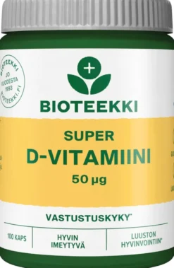 Bioteekki Super D-vitamiini 50 mcg ravintolisä 100 kaps.