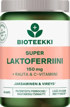 Bioteekki Super Laktoferriini + rauta & C-vitamiini ravintolisä 40 kaps.