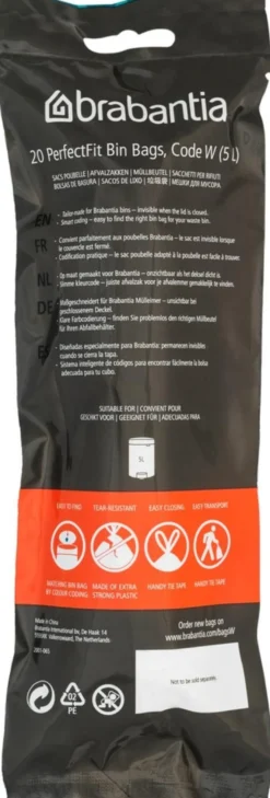 Brabantia PerfectFit roskapussit W 5L 20pss white