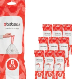 Brabantia PerfectFit roskapussit B 5L, 10 rullaa 200 pss valkoinen