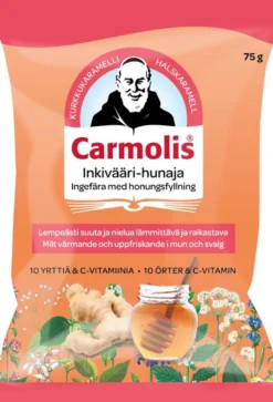 Carmolis Hunajainen inkivääri yrttikaramelli 72g