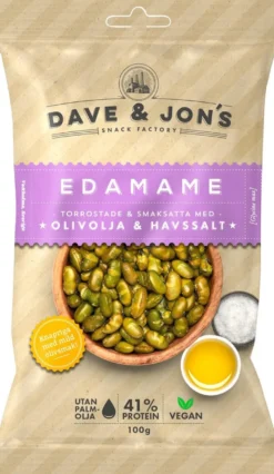 Dave&Jons paahdettuja edamame papuja oliiviöljyllä ja merisuolalla 100 g