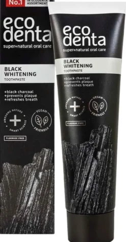 Ecodenta Black Whitening valkaiseva hiilihammastahna, 100ml