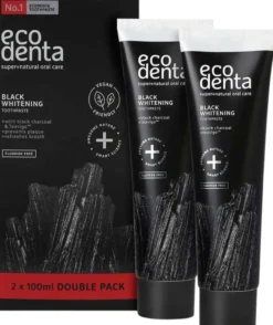 Ecodenta Black Whitening valkaiseva hiilihammastahna, 100ml tuplapakkaus