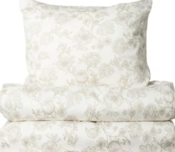 Åhléns Home Elise satiinipussilakanasetti 150x210+50x60 cm beige kukallinen
