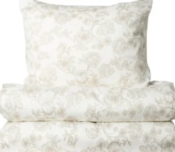 Åhléns Home Elise satiinipussilakanasetti 150x210+50x60 cm beige kukallinen