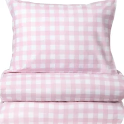 Åhléns Home Gingham pussilakanasetti 150x210+50x60 cm vaaleanpunainen