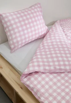 Åhléns Home Gingham pussilakanasetti 150x210+50x60 cm vaaleanpunainen