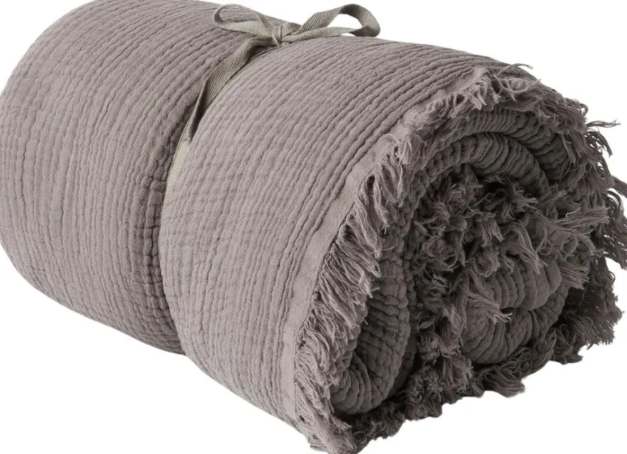 Åhléns Home Muslin päiväpeitto 240x240cm ruskea