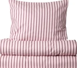Åhléns Home Nora raidallinen pussilakanasetti 150x210+50x60 cm pinkki/burgundi