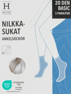 House naisten nilkkasukat 20 den musta, koko 36–42 5-pack