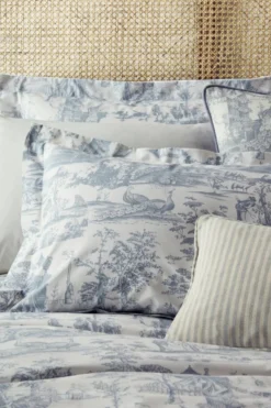 Laura Ashley Braysmith Toile satiinipussilakanasetti 150x210+50x60cm sininen