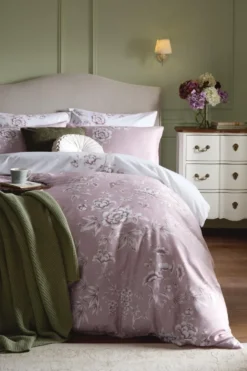 Laura Ashley Rowsham Garden satiinipussilakanasetti 150x210+50x60cm pinkki