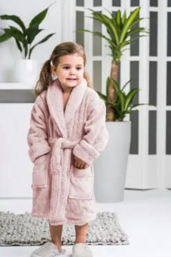 Luin Living lasten kylpytakki 130cm dusty rose