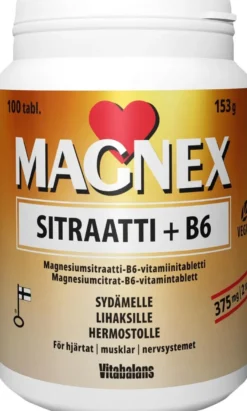 Magnex sitraatti + B6- vitamiini 100 tabl.