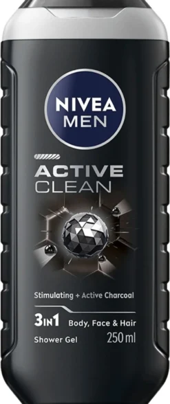 NIVEA MEN 250ml Active Clean Shower Gel -suihkugeeli