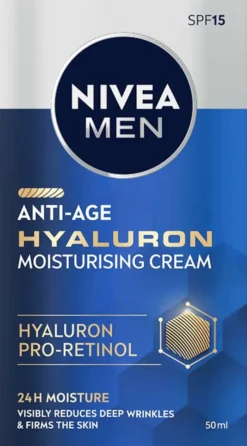 NIVEA MEN 50ml Anti-Age Hyaluron Face Moisturising Cream SPF15 -kasvovoide