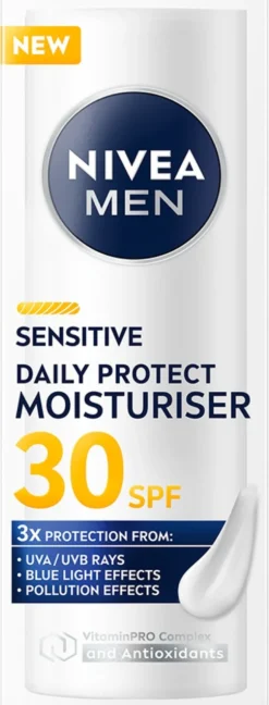 NIVEA MEN 50ml Sensitive Daily Protect Moisturiser SK30 -kasvovoide