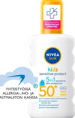 NIVEA SUN 200ml Kids Sensitive Protect Sun Spray SK50+ -aurinkosuojasuihke