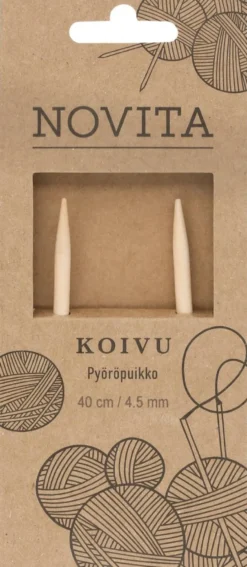 Novita pyöröpuikot 40 cm koivu 4.5 mm
