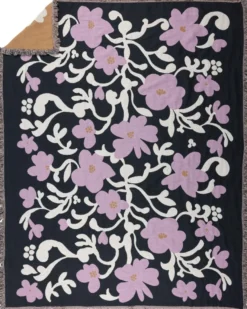 Pentik Ruusumalva torkkupeitto jacquard 130x170 cm tummanharmaa