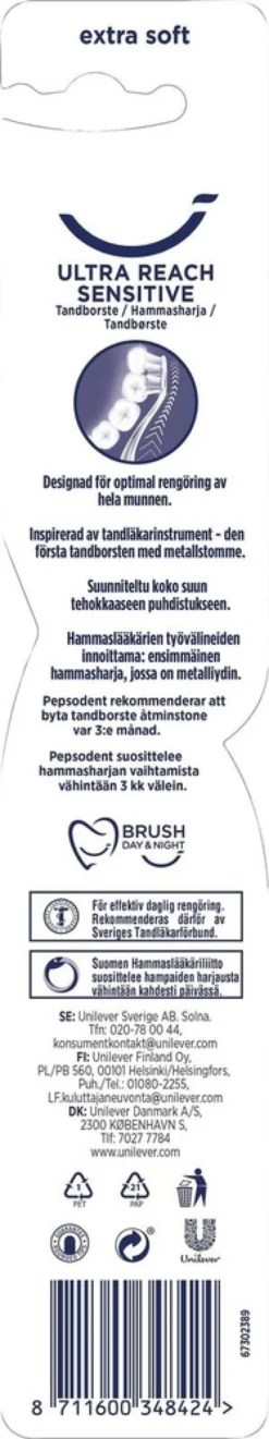 Pepsodent Ultra Reach Sensitive Hammasharja Erittäin pehmeä 1 kpl