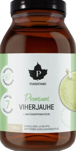 Puhdistamo Premium Viherjauhe + Maitohappobakteeri 120 g