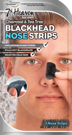 7th Heaven Men's 3x Charcoal & Tea Tree Nose Pore Strips