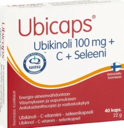 Ubicaps Ubikinoli 100 mg + C + Seleeni Ubikinoli - C-vitamiini - seleenikapseli 40 kaps