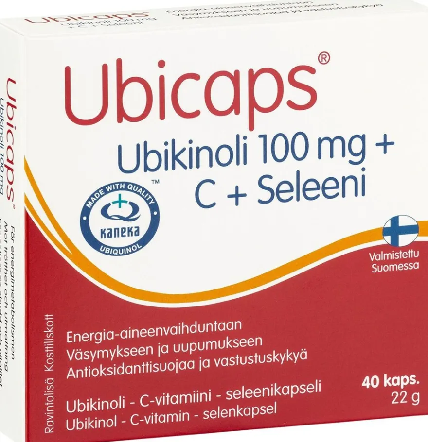 Ubicaps Ubikinoli 100 mg + C + Seleeni Ubikinoli - C-vitamiini - seleenikapseli 40 kaps