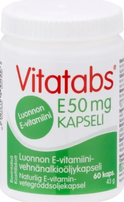 Vitatabs E 50 mg E-vitamiini-vehnänalkioöljykapseli 60 kaps