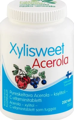 Xylisweet Acerola pureskeltava acerola-ksylitoli-C-vitamiinitabletti 200 tabl
